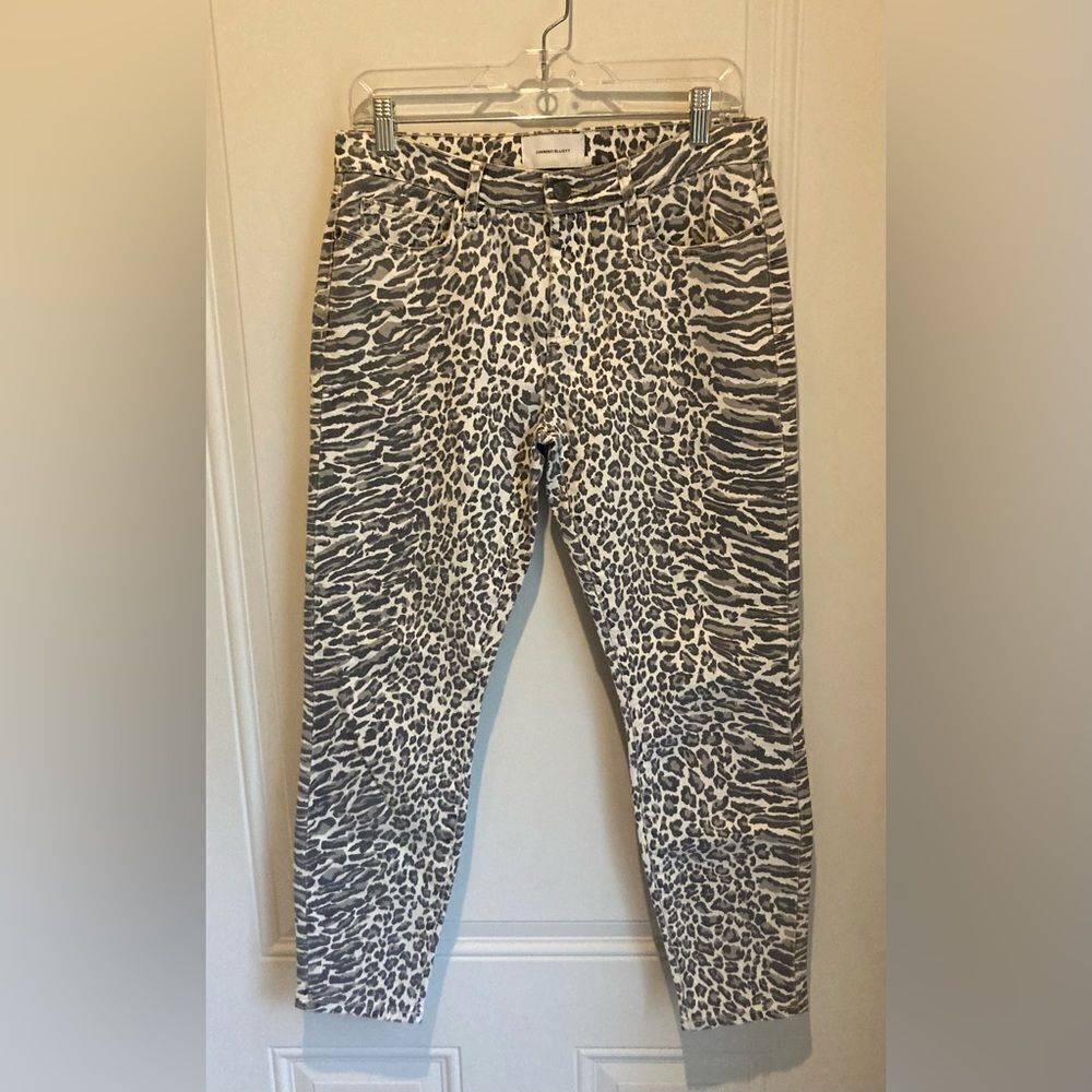 Current Elliott Jeans Skinny Jeans Grey Leopard Print 28